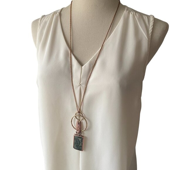 Electroformed Copper Kambaba Jasper beetle Pendant Necklace Sacred Altar Wiccan - Picture 3 of 4